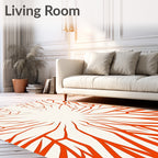 Crimson Orange Radial Burst Rug