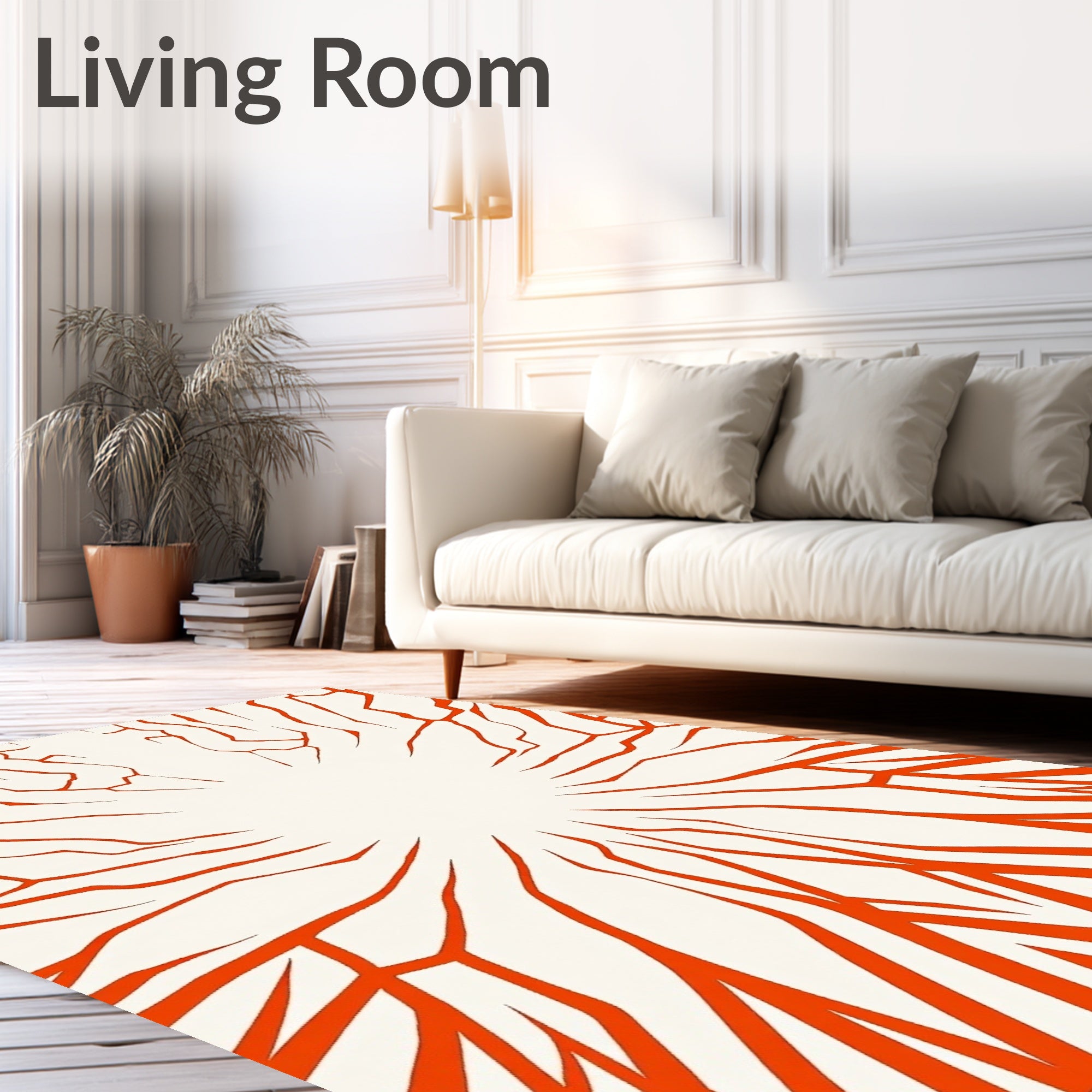 Crimson Orange Radial Burst Rug
