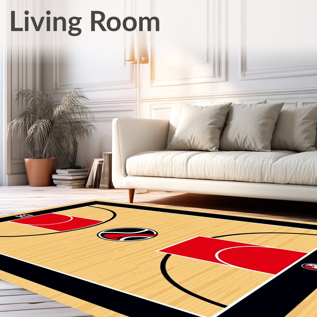 Red Black Court Wood Grain Rug