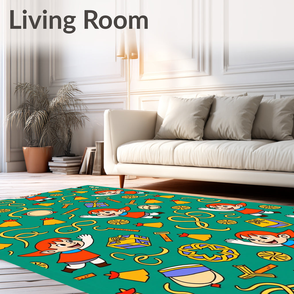 Whimsical Teal Elf Gifts Celebration Rug