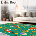Whimsical Teal Elf Gifts Celebration Rug