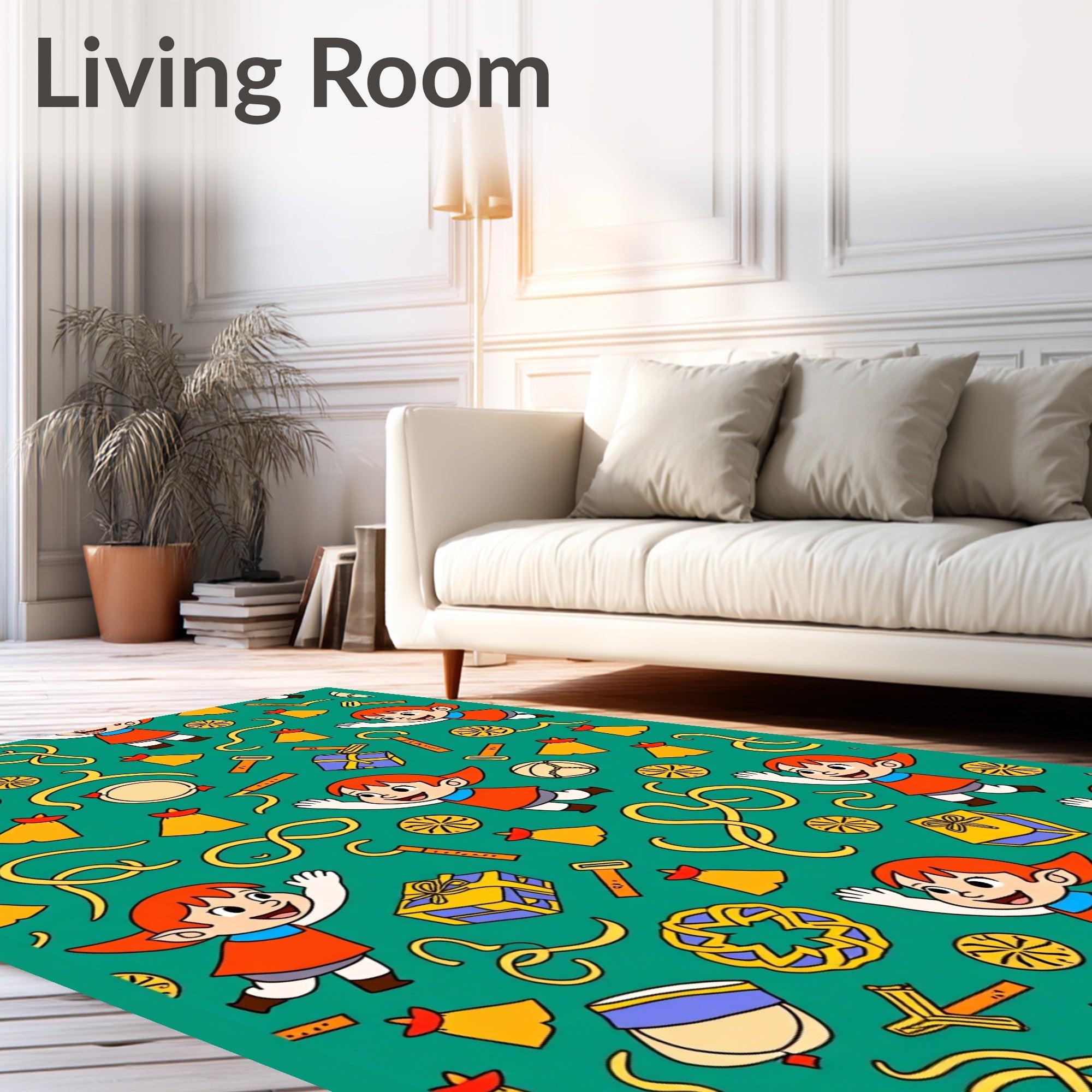 Whimsical Teal Elf Gifts Celebration Rug