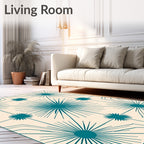 Teal Sunburst Geometric Medallion Rug