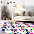 Vibrant Neon Pop Art Geometry Rug