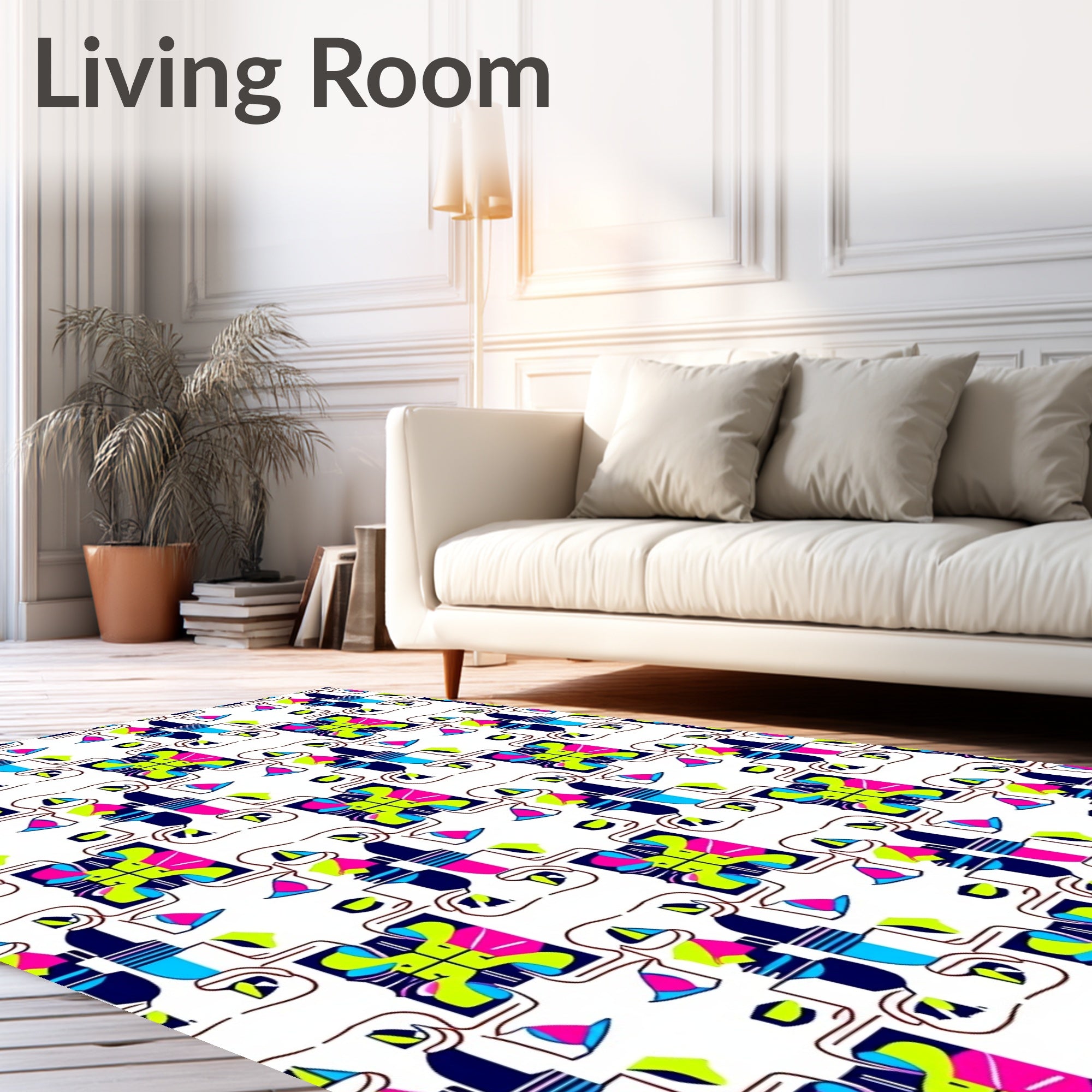 Vibrant Neon Pop Art Geometry Rug