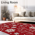 Crimson Snowflake Branch Arrangement Rug