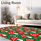 Red White Mushroom Forest Garden Rug