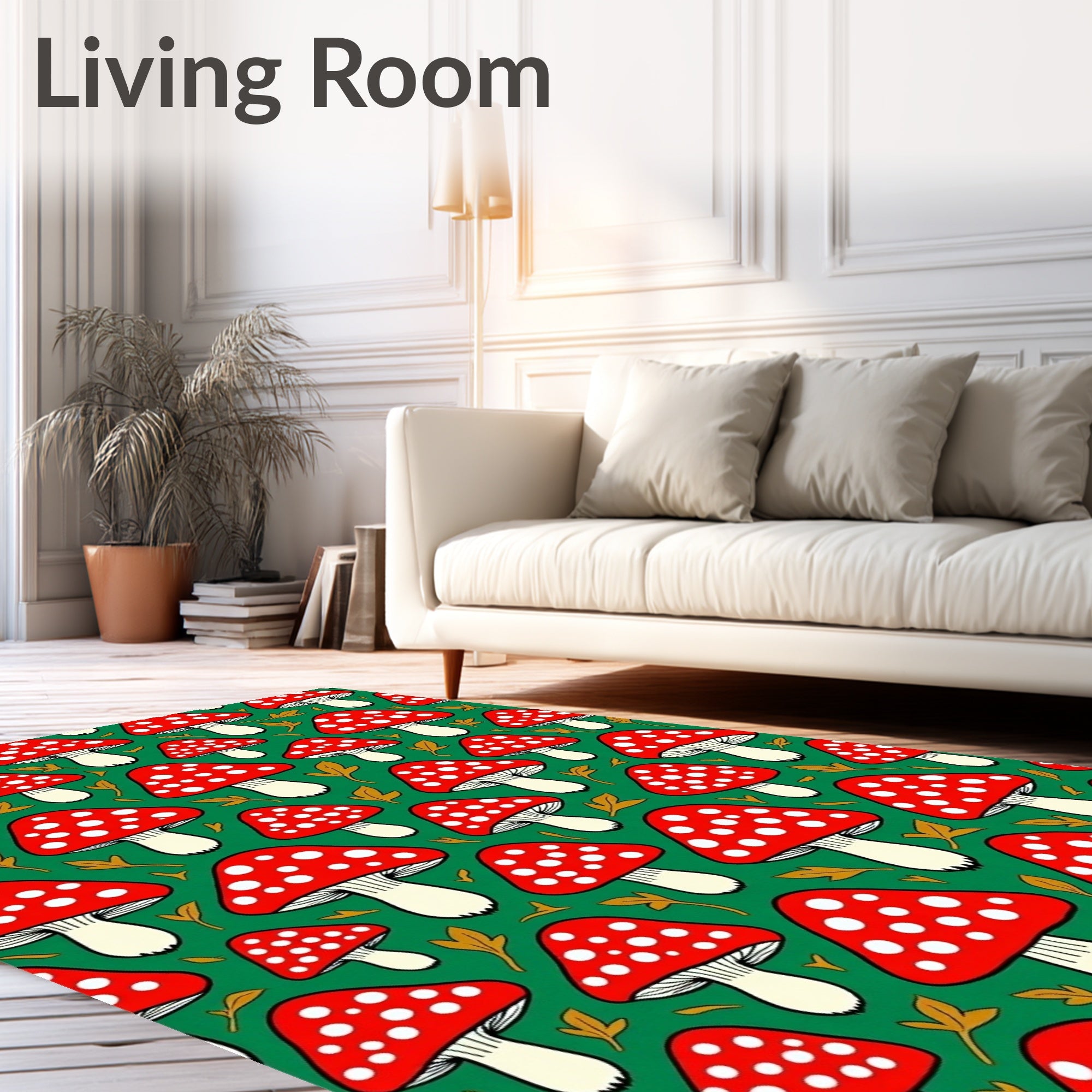 Red White Mushroom Forest Garden Rug