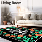Dia De Los Muertos Skeleton Floral Frame Rug