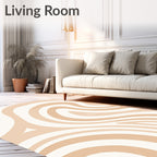 Earthy Cream Swirl Abstract Curve Rug