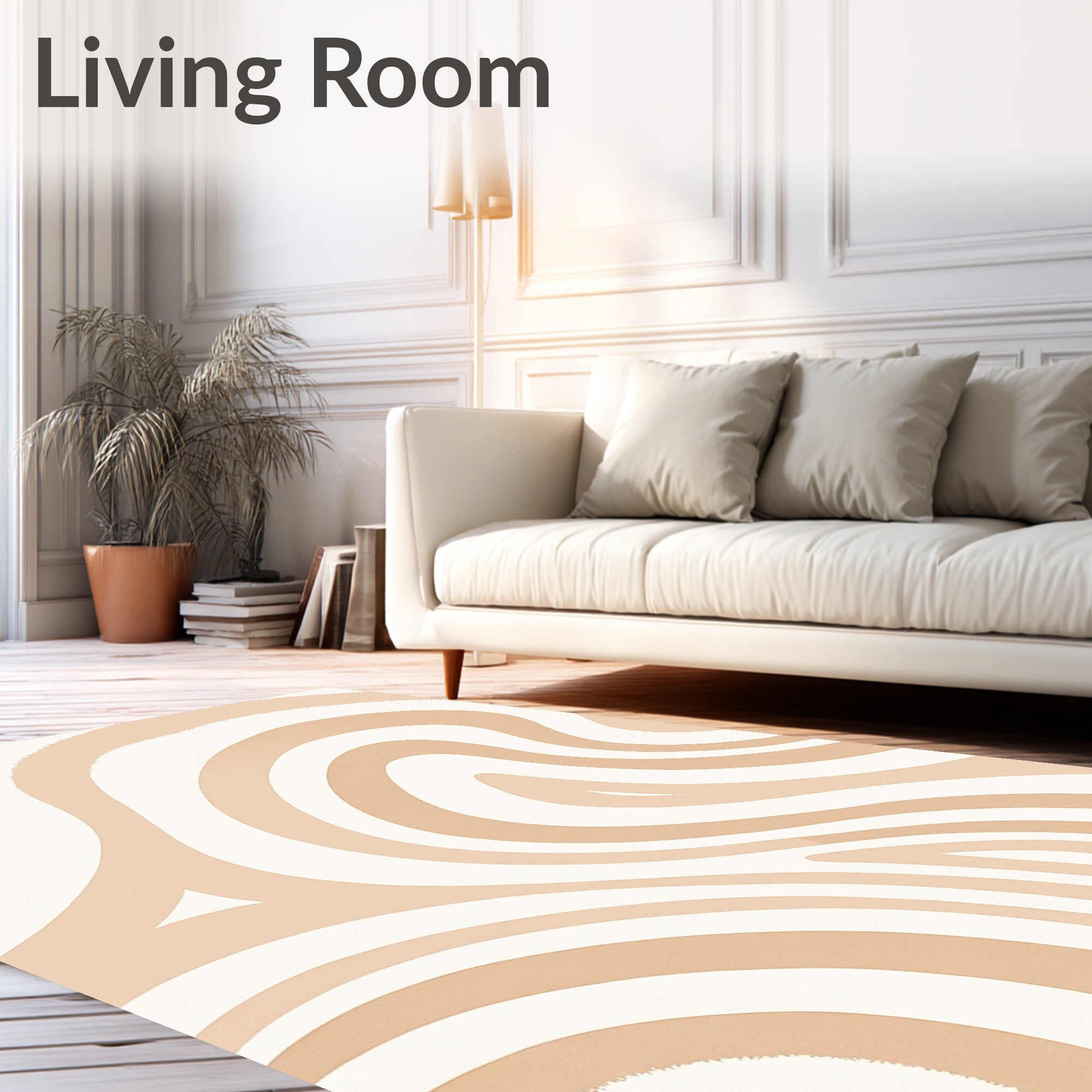 Earthy Cream Swirl Abstract Curve Rug