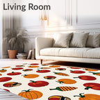 Red Orange Pumpkin Football Helmet Rug
