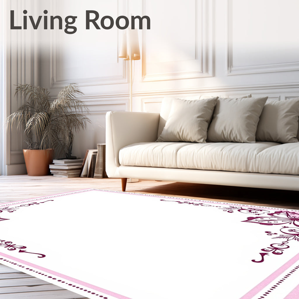 Fuchsia Butterfly Flourish Corner Accents Rug