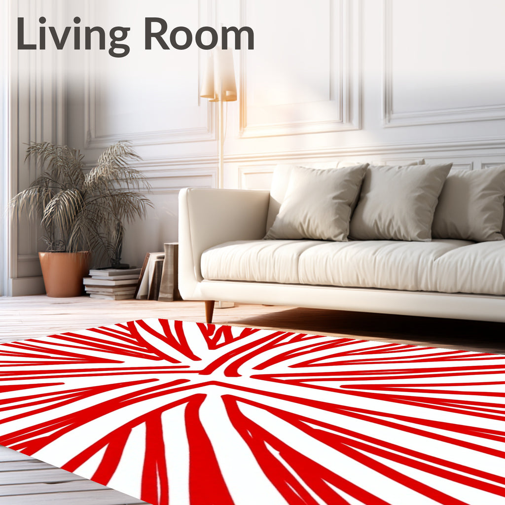 Bold Red Radial Abstract Rug