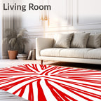 Bold Red Radial Abstract Rug