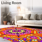 Vibrant Orange Pink Mandala Radiance Rug