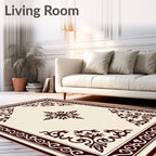 Rich Crimson Ornate Scrollwork Medallion Rug