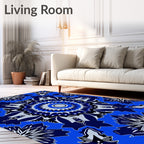 Bold Blue Medallion Kaleidoscope Rug