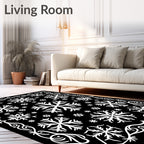 Winter White Snowflake Border Rug