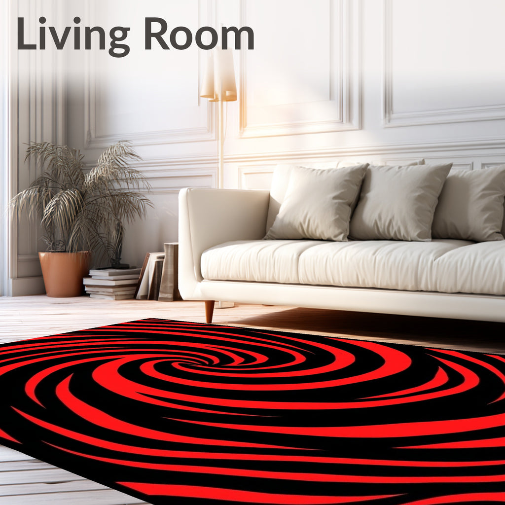 Bold Red Swirl Optical Illusion Rug