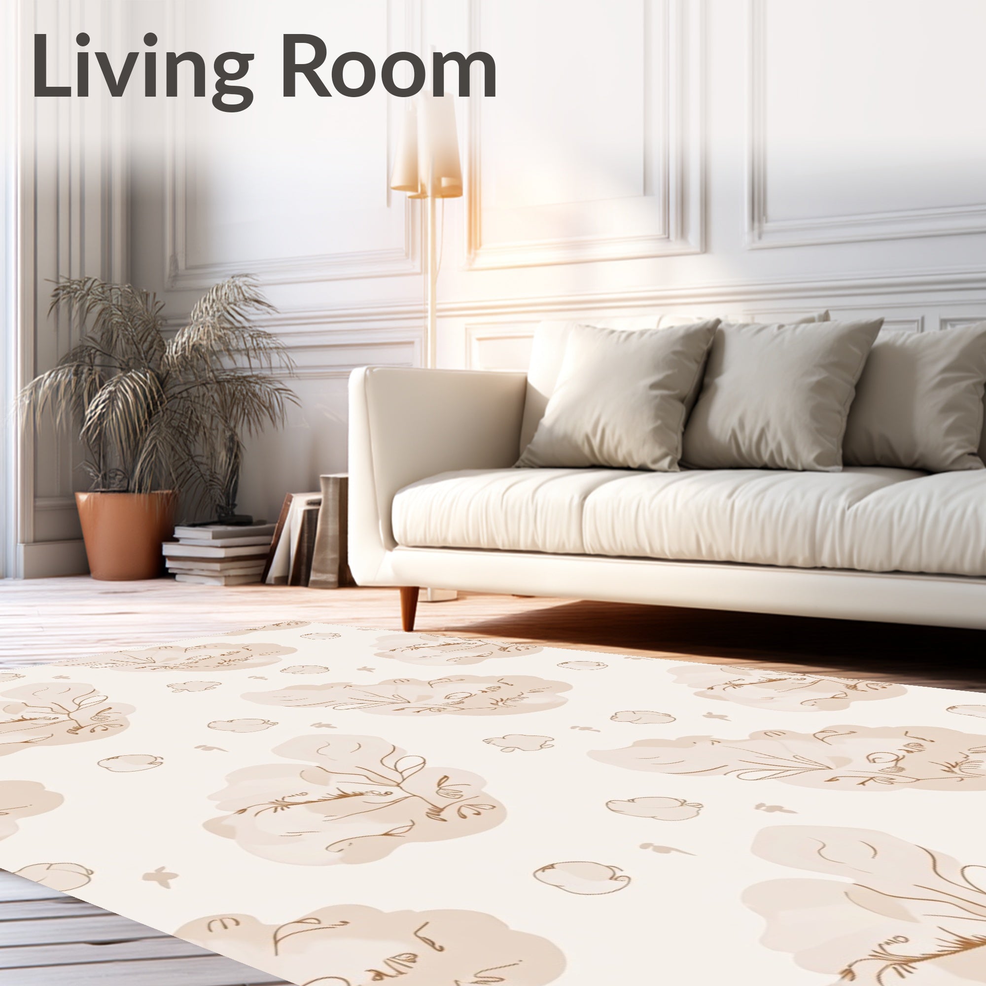 Earthy Botanical Watercolor Cloud Rug