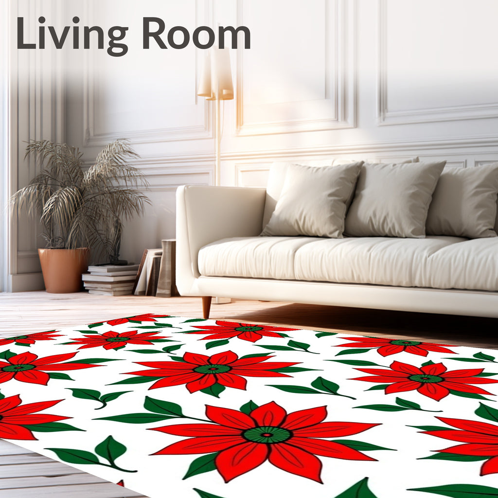 Vibrant Red Flower Garden Rug