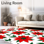 Vibrant Red Flower Garden Rug