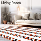 Bold Orange White Vertical Stripe Rug