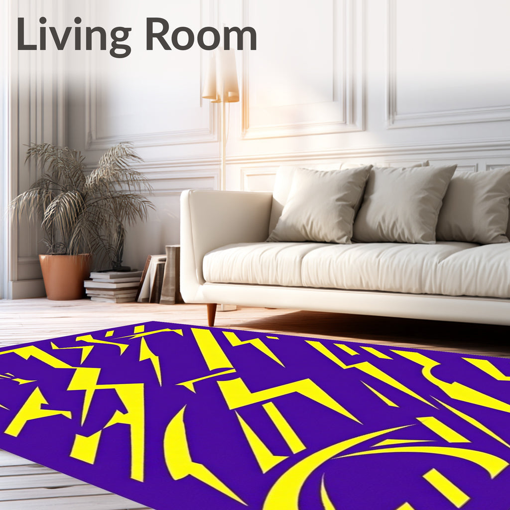 Electric Yellow Lightning Bolt Purple Rug
