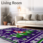 Purple Santa Reindeer Snowflake Border Rug