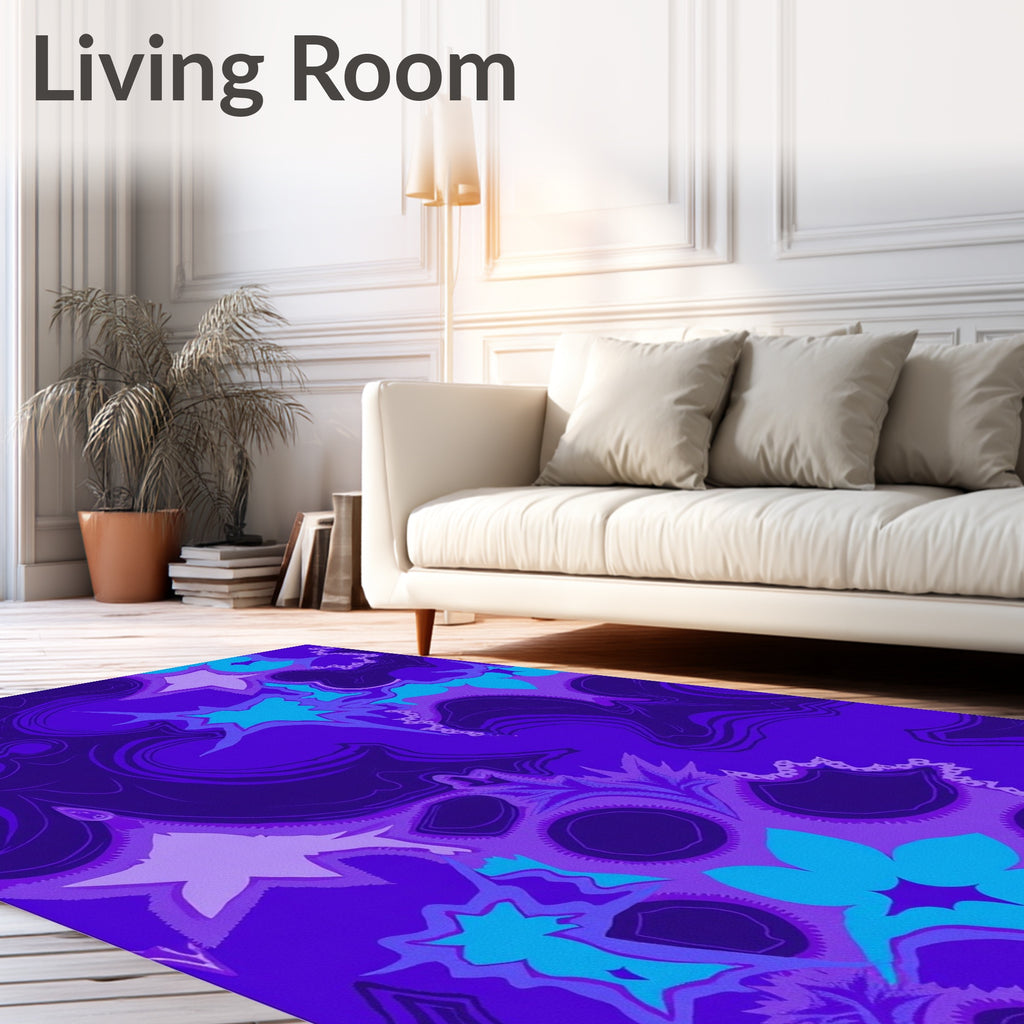Vibrant Purple Jagged Floral Whimsical Rug