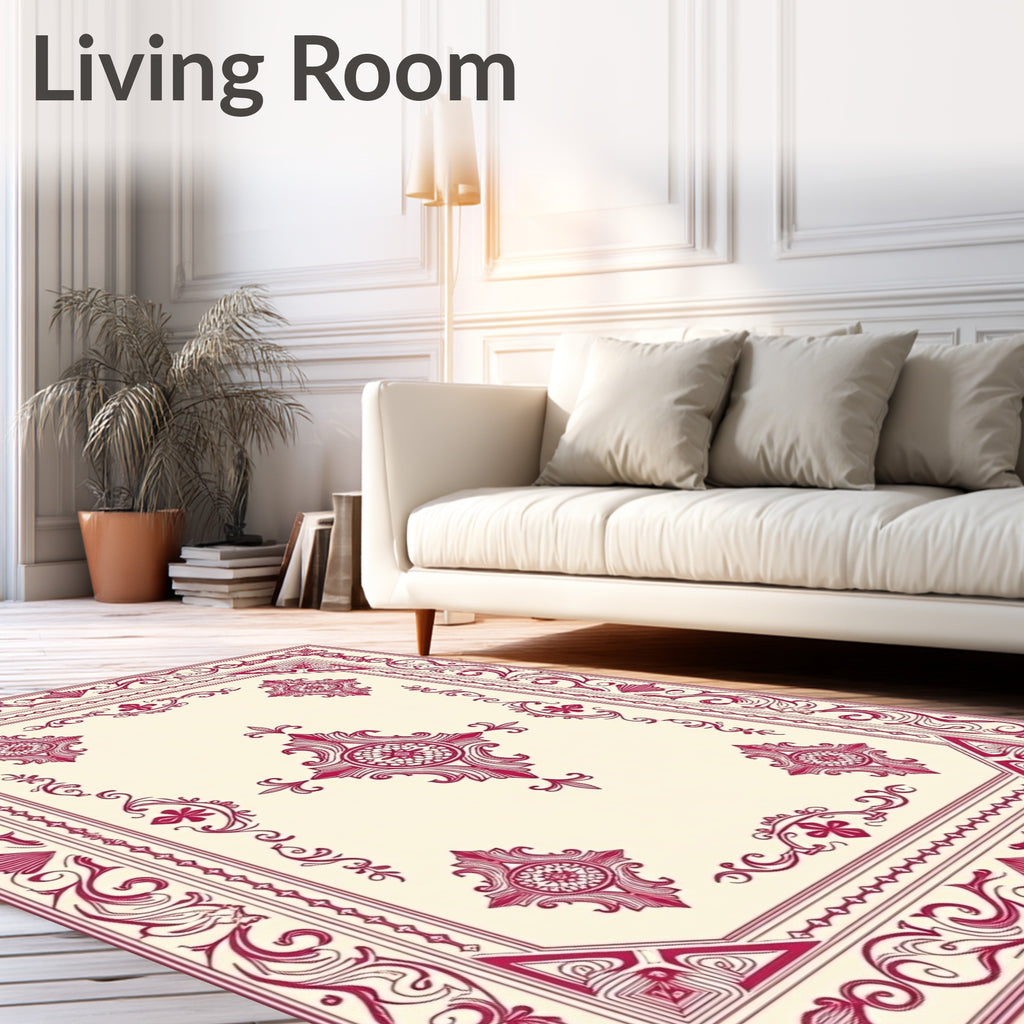 Regal Crimson Floral Filigree Rug