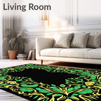 Emerald Gold Floral Border Rug