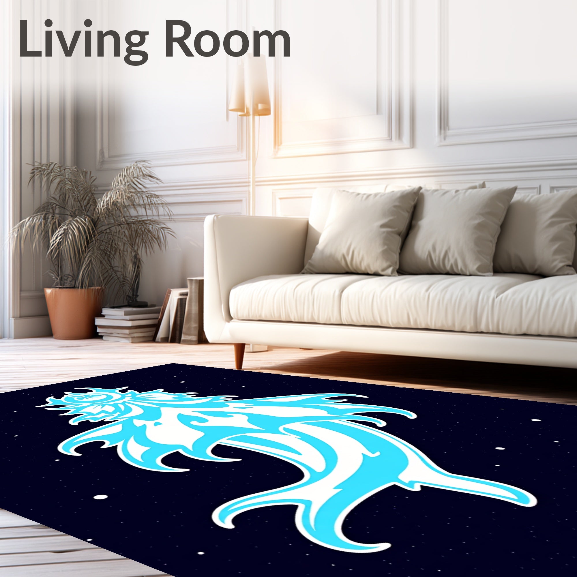 Celestial Blue Starry Night Creature Rug