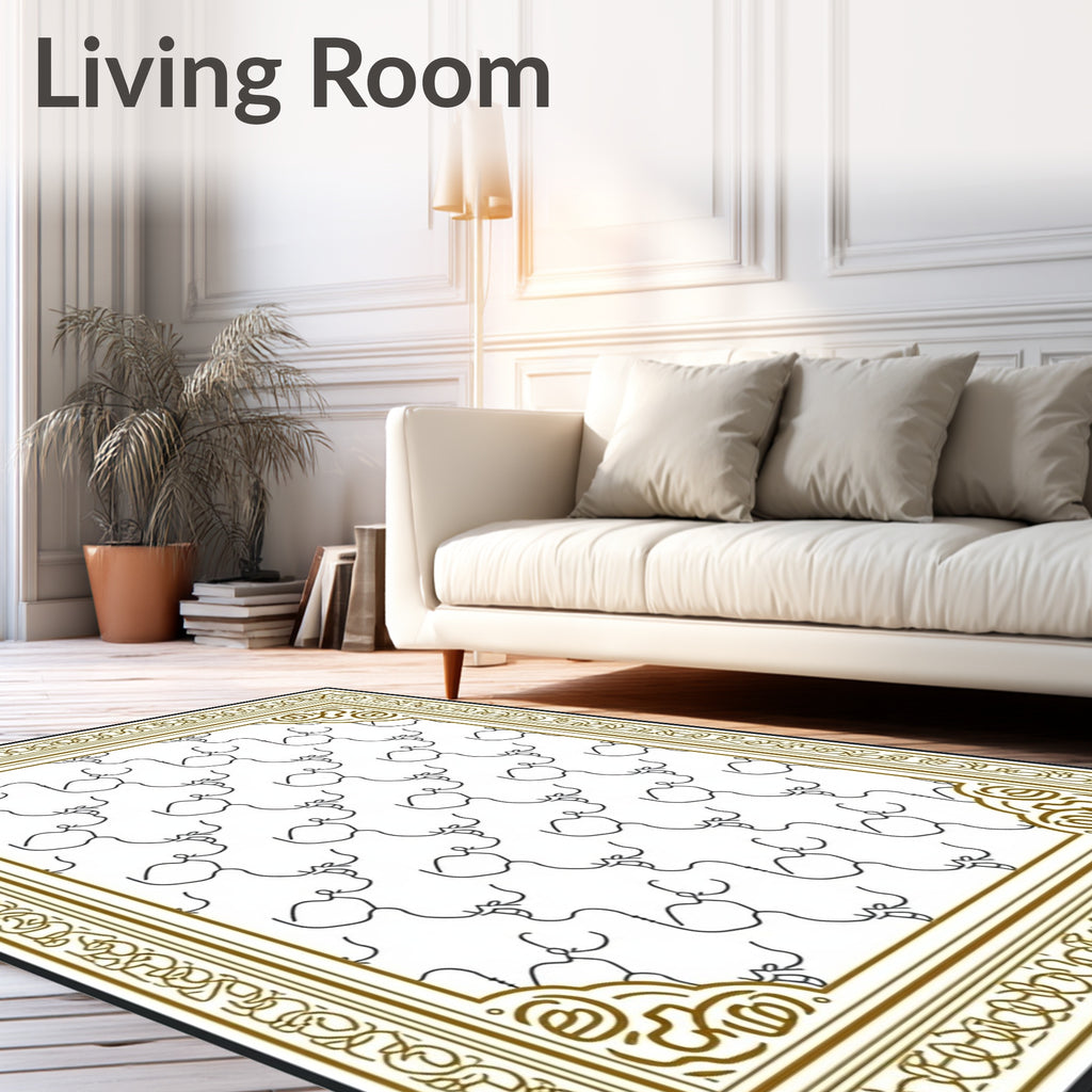 Modern Gold Abstract Face Repeat Rug