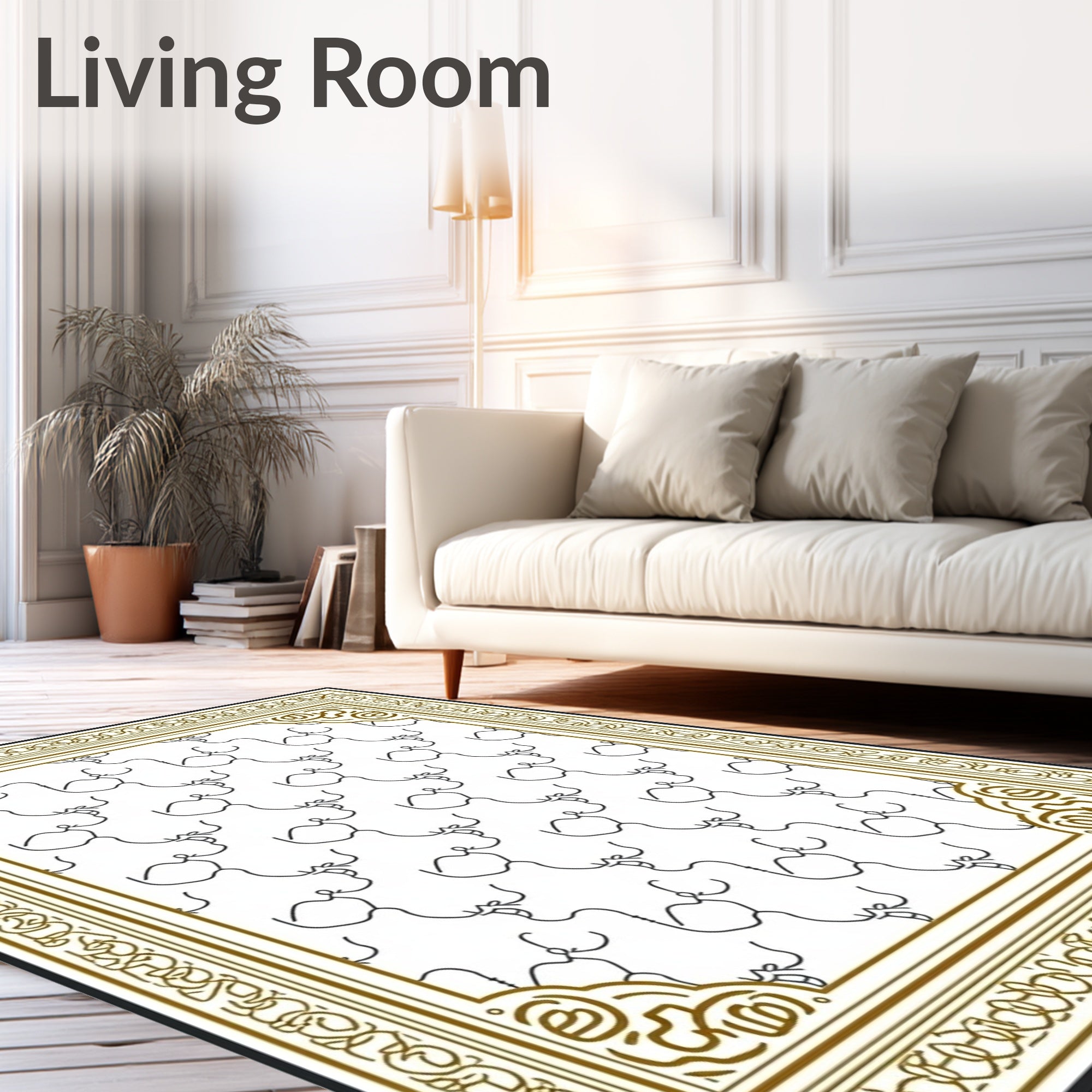 Modern Gold Abstract Face Repeat Rug