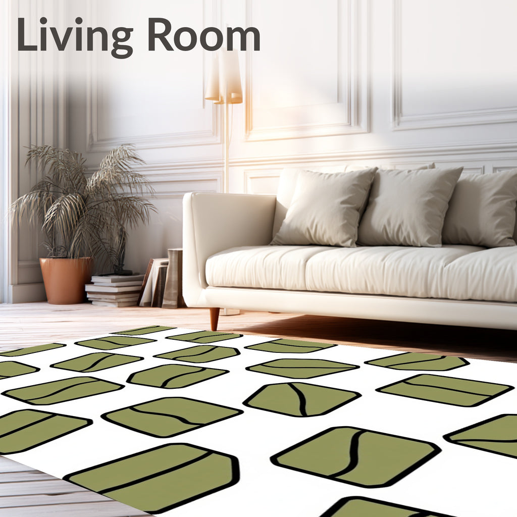 Olive Green Pebble Scatter Rug