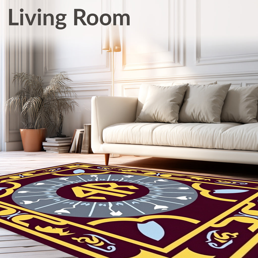 Crimson Yellow Medallion Floral Rug
