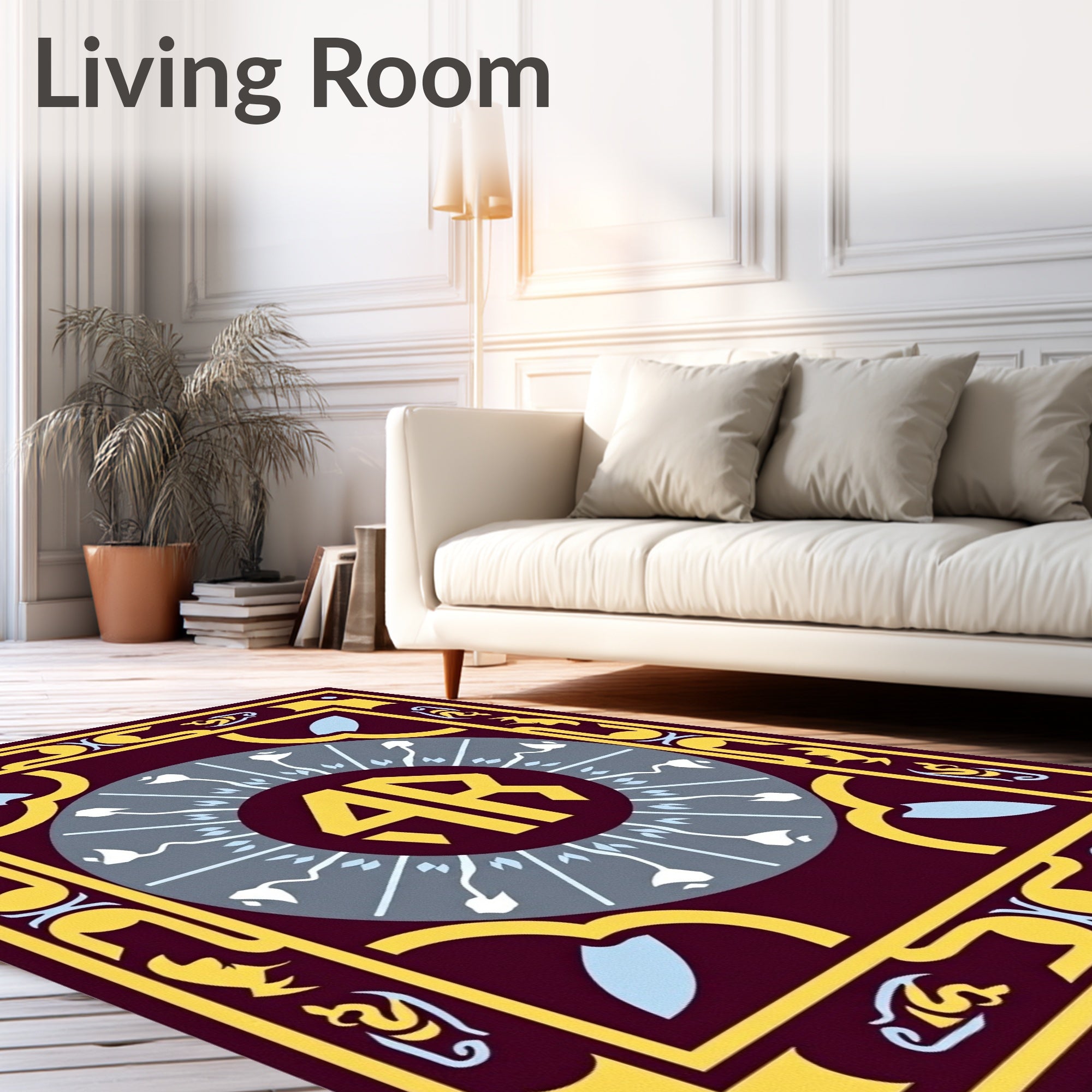 Crimson Yellow Medallion Floral Rug