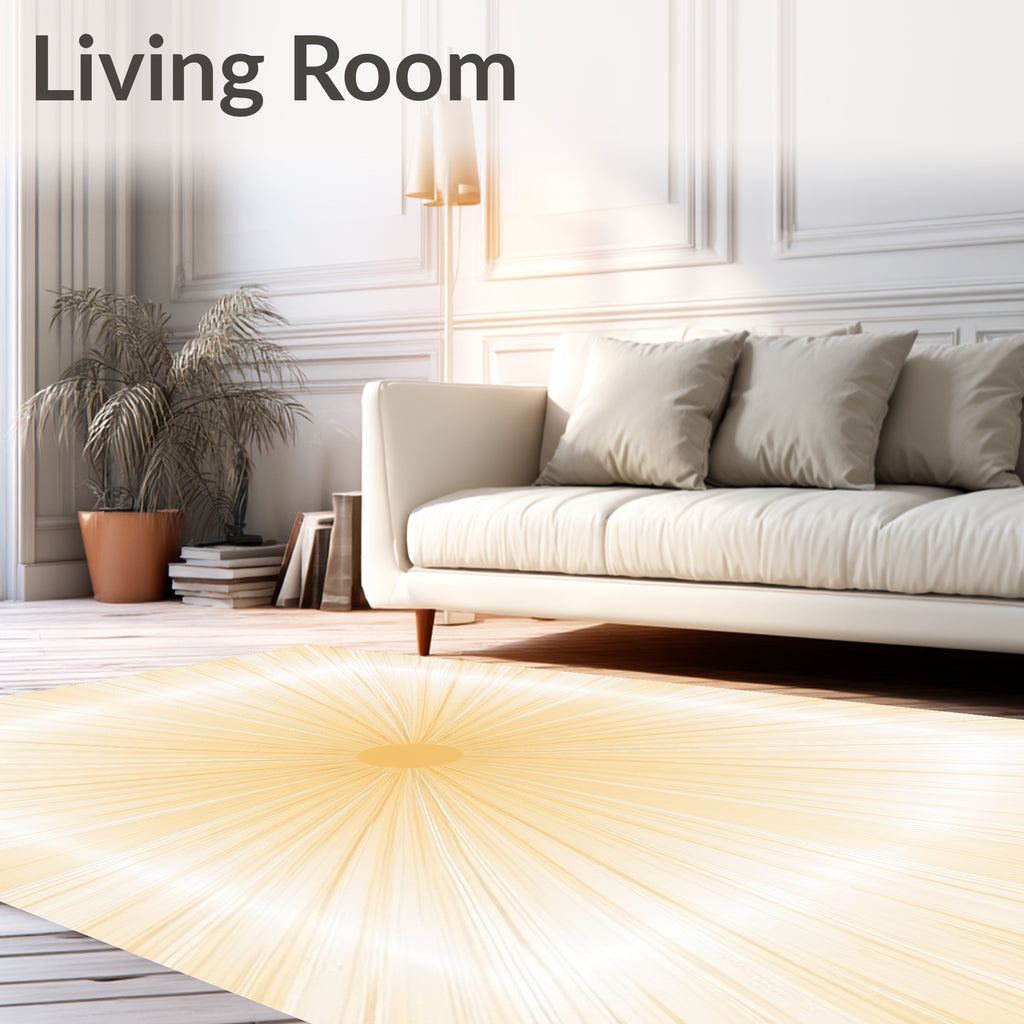 Golden Sunburst Radiant Rays Rug