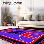 Bold Black Bull Red Geometric Rug