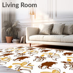 Brown and Gold Abstract Botanical Rug