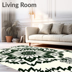 Black Ivory Floral Mandala Medallion Rug