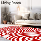 Crimson Swirl Organic Maze Rug