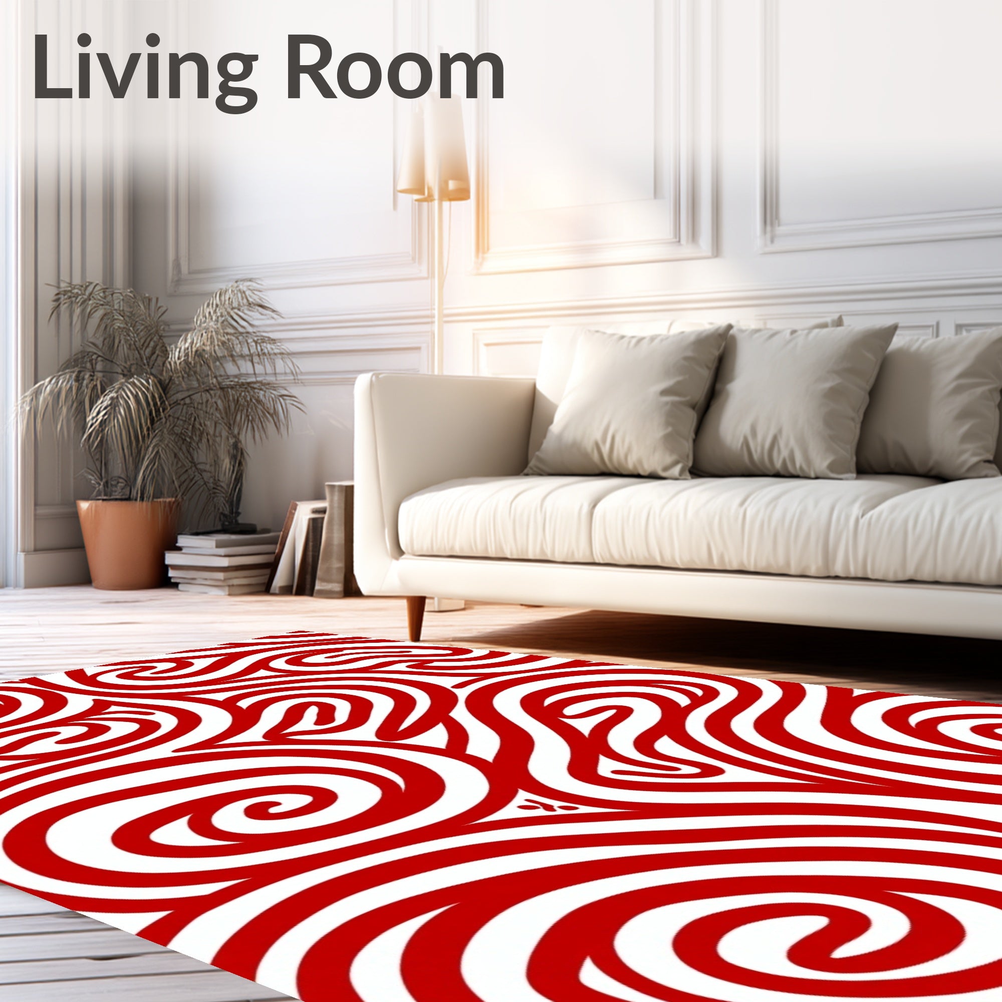 Crimson Swirl Organic Maze Rug