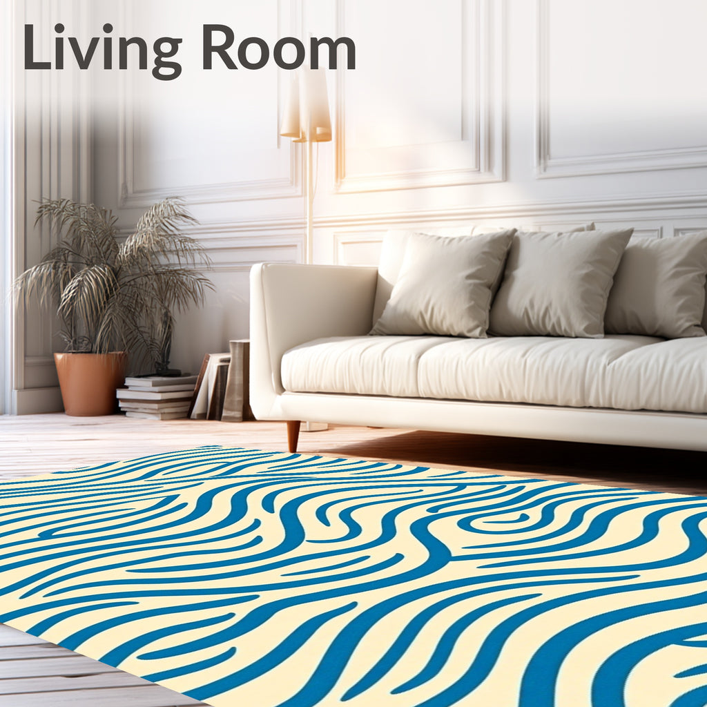 Wavy Blue Cream Lines Rug
