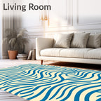 Wavy Blue Cream Lines Rug