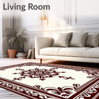 Dark Red Floral Medallion Border Rug