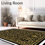 Ornate Gold and Black Mandala Rug