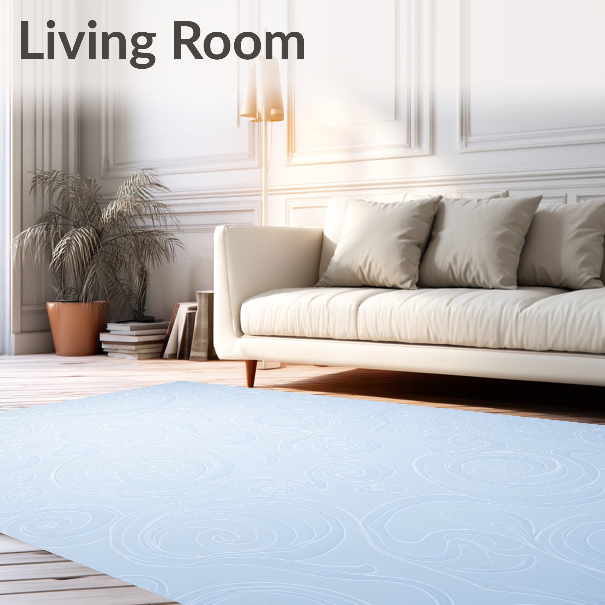 Light Blue Swirling Cloud Forms Rug